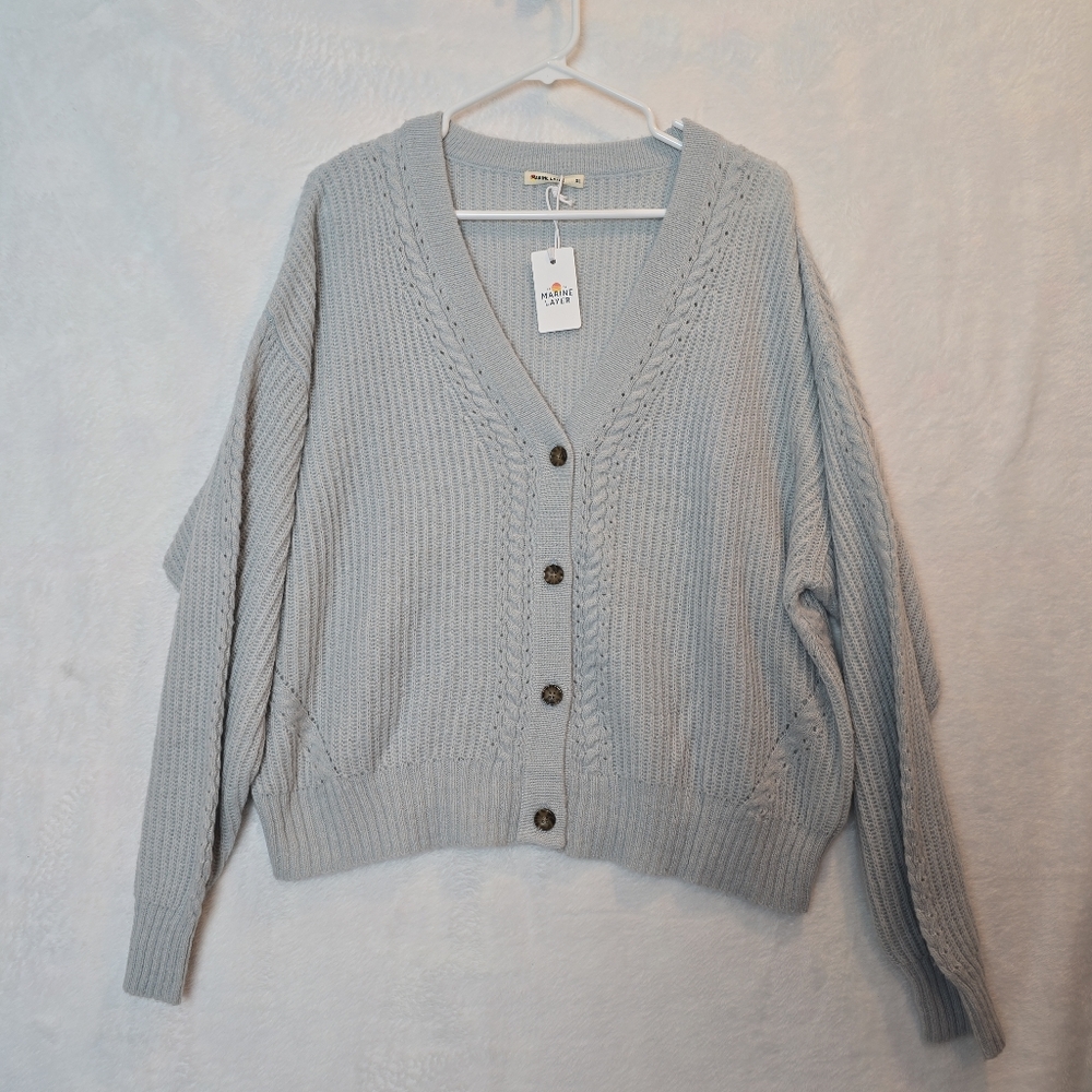 Marine Layer Dream Yarn Cropped Cardigan Arctic Ice XL